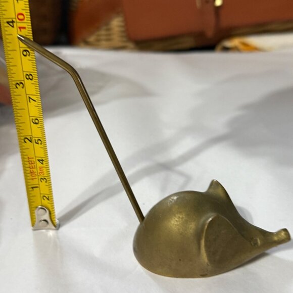 Vintage Miniature 4 Inch Brass Mouse Figurine Receipts Paperweight Collectible - Picture 4 of 5